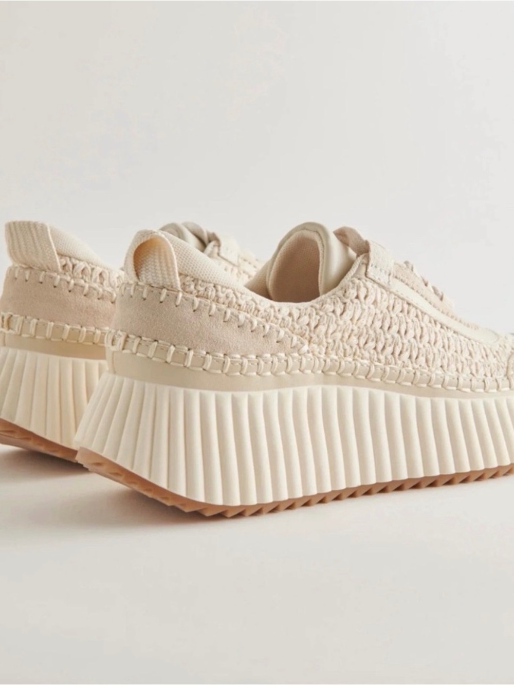 Dolce Vita Dolen Woven Platform Sneakers - Cream/Sandstone Women's Shoes - Picture 2 of 8